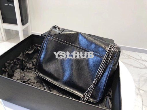 Replica Yves Saint Laurent YSL Niki Baby in Metallic Leather Black 10