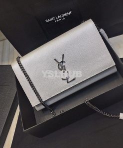 Replica YSL Saint Laurent Classic Medium Kate Silver Hardware In Grain