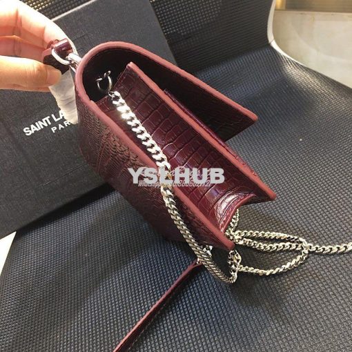 Replica Saint Laurent YSL Sunset Chain Wallet In Shiny Crocodile-embos 5