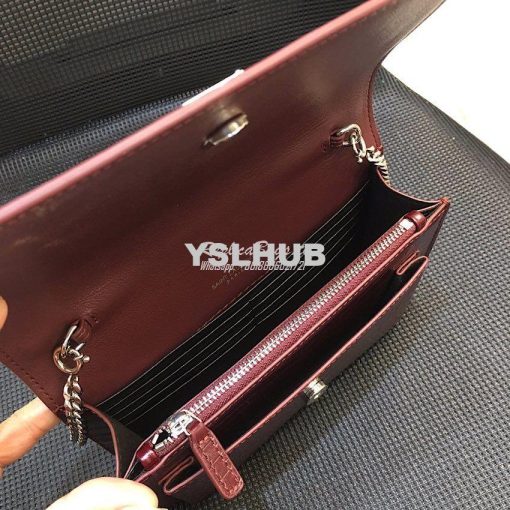 Replica Saint Laurent YSL Sunset Chain Wallet In Shiny Crocodile-embos 6