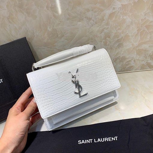 Replica Saint Laurent YSL Sunset Chain Wallet In Shiny Crocodile-embos 2