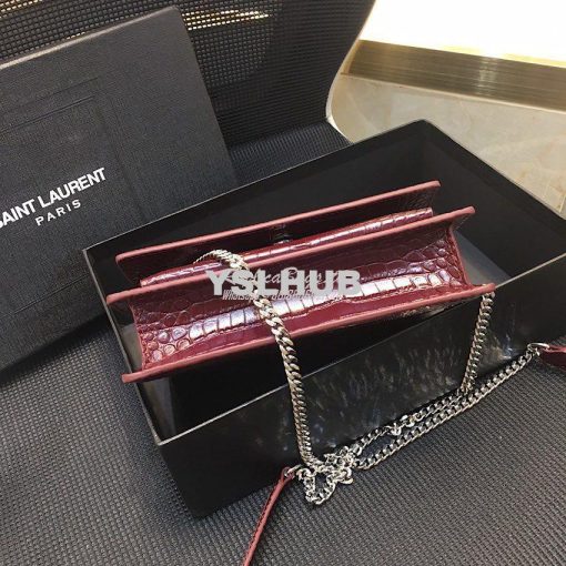 Replica Saint Laurent YSL Sunset Chain Wallet In Shiny Crocodile-embos 10