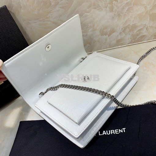 Replica Saint Laurent YSL Sunset Chain Wallet In Shiny Crocodile-embos 4