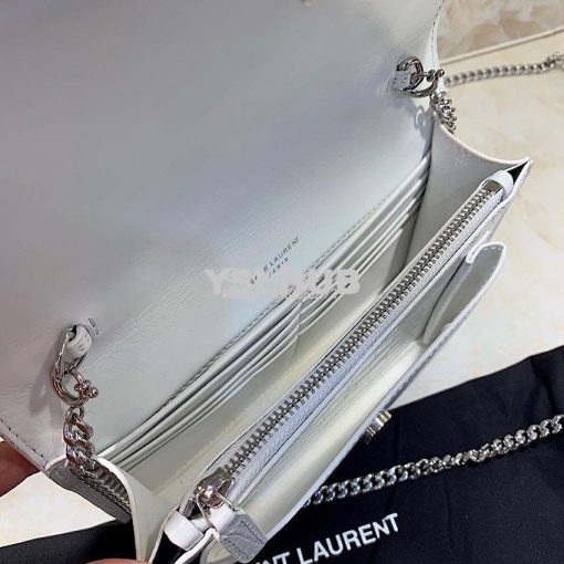 Replica Saint Laurent YSL Sunset Chain Wallet In Shiny Crocodile-embos 6
