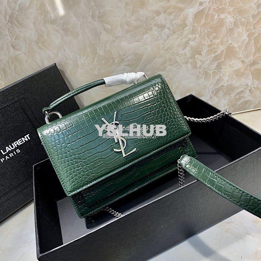 Replica Saint Laurent YSL Sunset Chain Wallet In Shiny Crocodile-embos 15