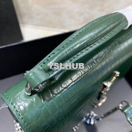 Replica Saint Laurent YSL Sunset Chain Wallet In Shiny Crocodile-embos 4