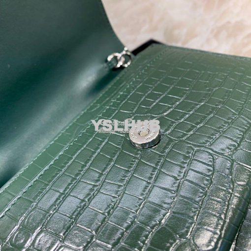 Replica Saint Laurent YSL Sunset Chain Wallet In Shiny Crocodile-embos 7