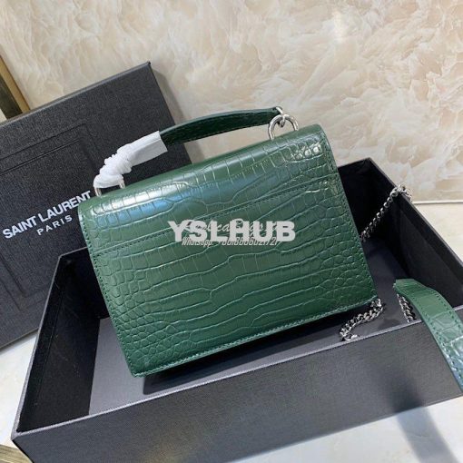 Replica Saint Laurent YSL Sunset Chain Wallet In Shiny Crocodile-embos 8