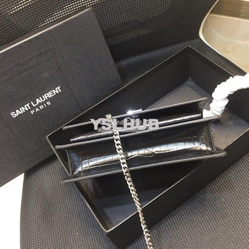 Replica Saint Laurent YSL Sunset Chain Wallet In Shiny Crocodile-embos 12