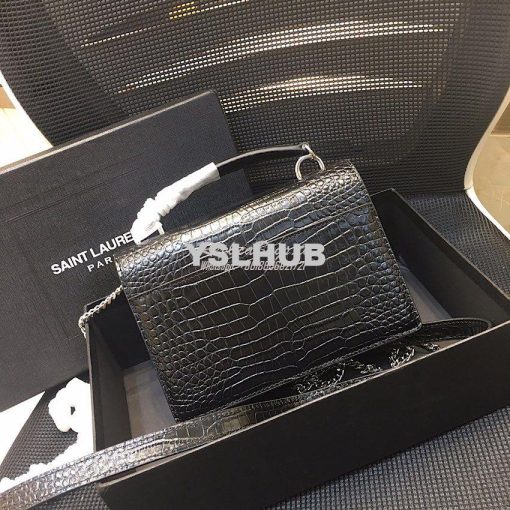 Replica Saint Laurent YSL Sunset Chain Wallet In Shiny Crocodile-embos 13