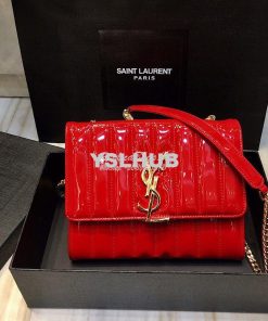 Replica Saint Laurent YSL Vicky Chain Wallet In Quilted Patent Leather