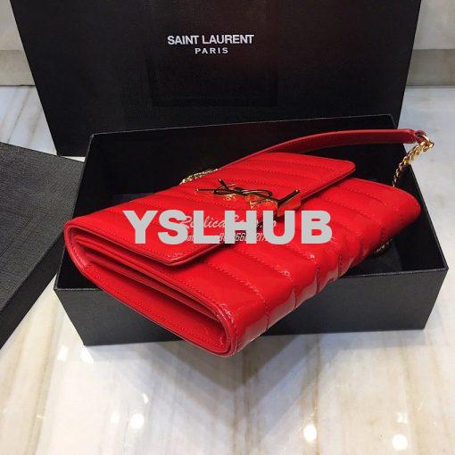 Replica Saint Laurent YSL Vicky Chain Wallet In Quilted Patent Leather 3