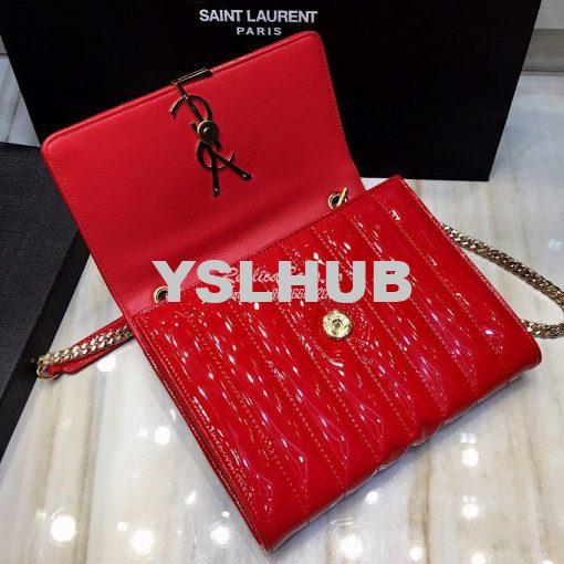 Replica Saint Laurent YSL Vicky Chain Wallet In Quilted Patent Leather 5