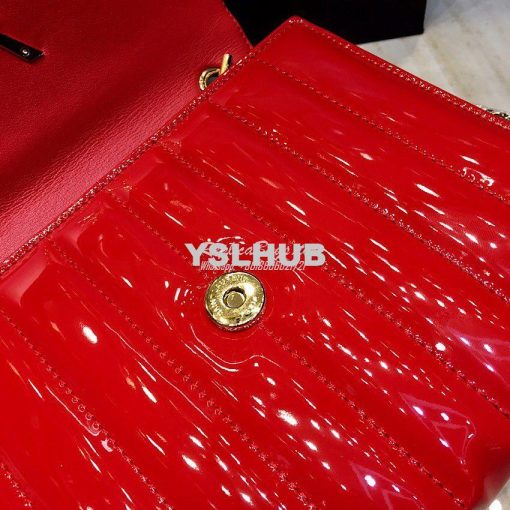 Replica Saint Laurent YSL Vicky Chain Wallet In Quilted Patent Leather 6