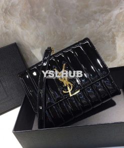 Replica Saint Laurent YSL Vicky Chain Wallet In Quilted Patent Leather 2