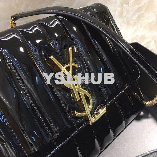 Replica Saint Laurent YSL Vicky Chain Wallet In Quilted Patent Leather 3