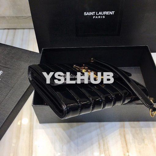 Replica Saint Laurent YSL Vicky Chain Wallet In Quilted Patent Leather 4