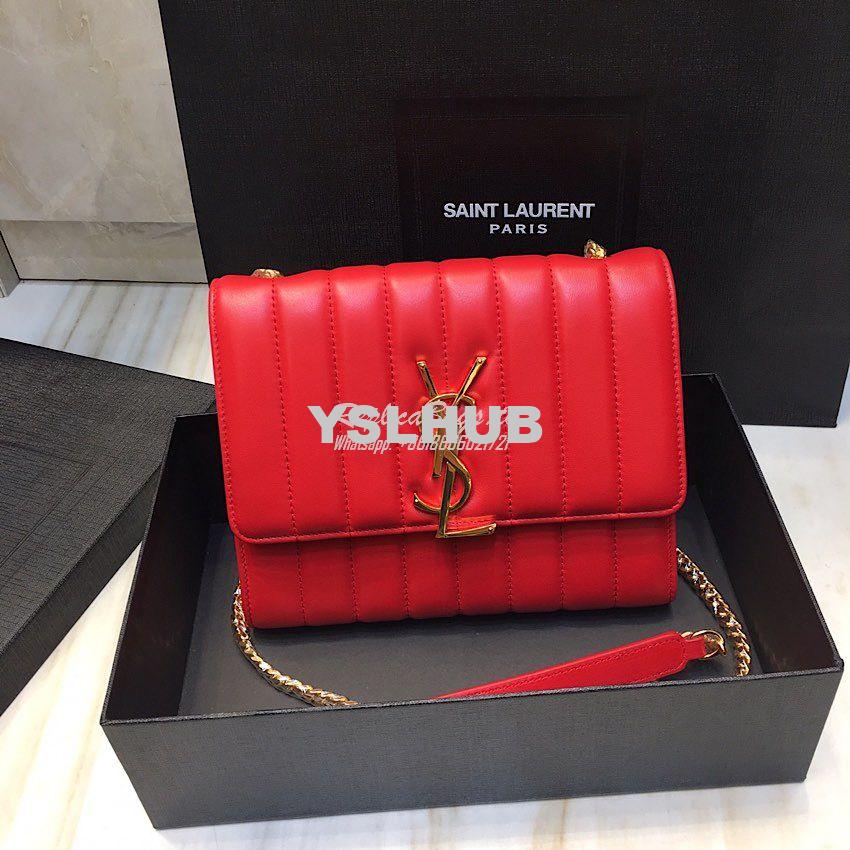 Replica Saint Laurent YSL Vicky Chain Wallet In Quilted Patent Leather 11