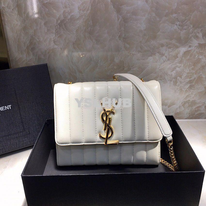 Replica Saint Laurent YSL Vicky Chain Wallet In Quilted Patent Leather 10