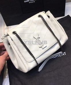 Replica Saint Laurent YSL Small Nolita Bag In Vintage Leather White