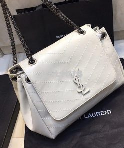 Replica Saint Laurent YSL Medium Nolita Bag In Vintage Leather White