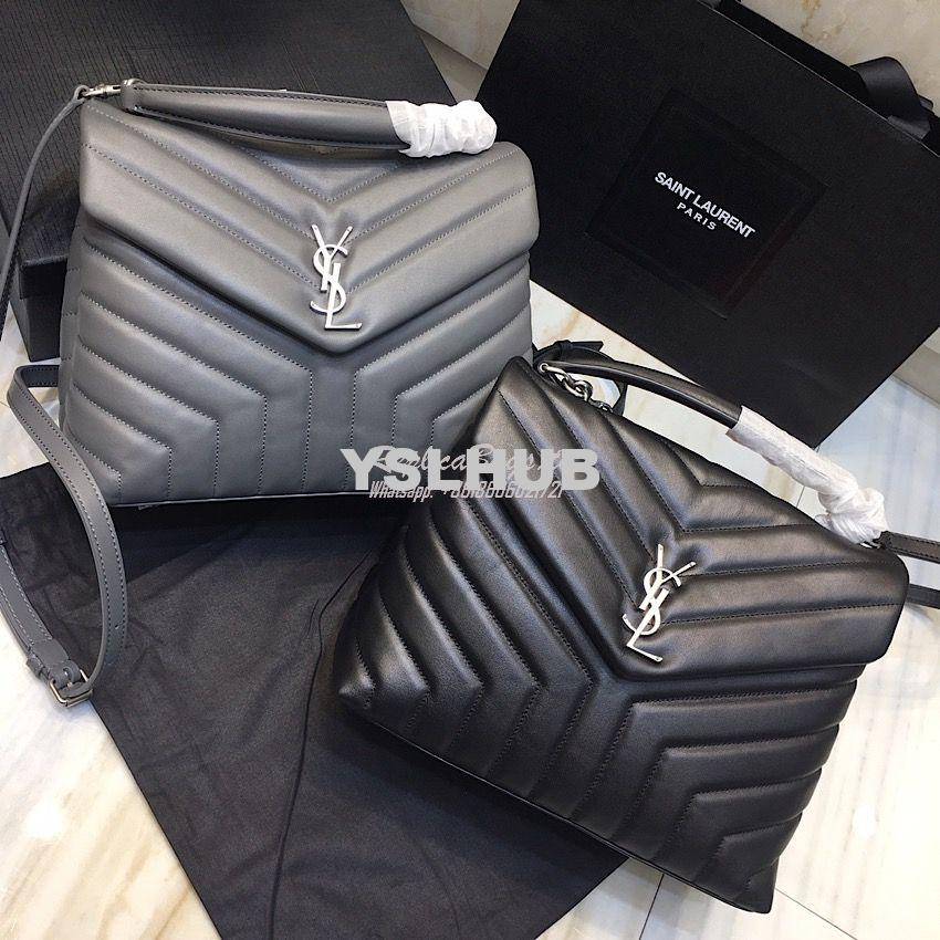 Replica Saint Laurent YSL LouLou Leather Top Handle Bag Grey 11