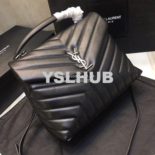 Replica Saint Laurent YSL LouLou Leather Top Handle Bag Black 2