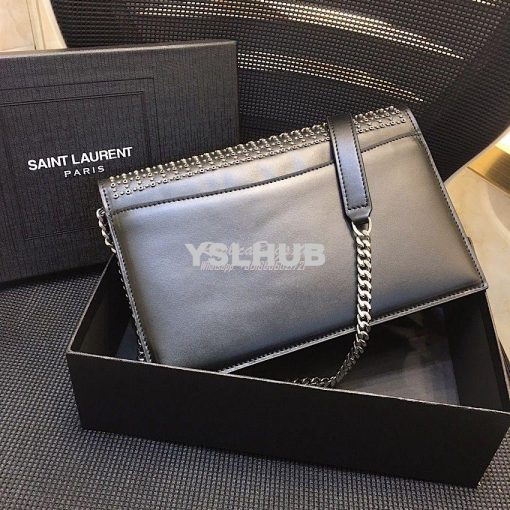 Replica Saint Laurent YSL Le Sept Stud Chain Bag in black leather 10