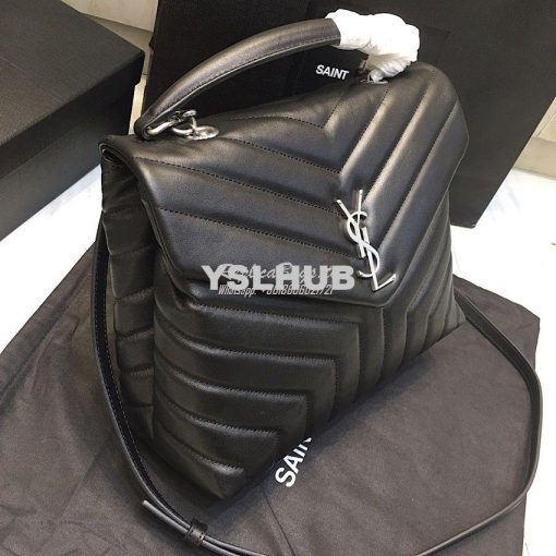Replica Saint Laurent YSL LouLou Leather Top Handle Bag Black 3