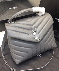 Replica Saint Laurent YSL LouLou Leather Top Handle Bag Grey