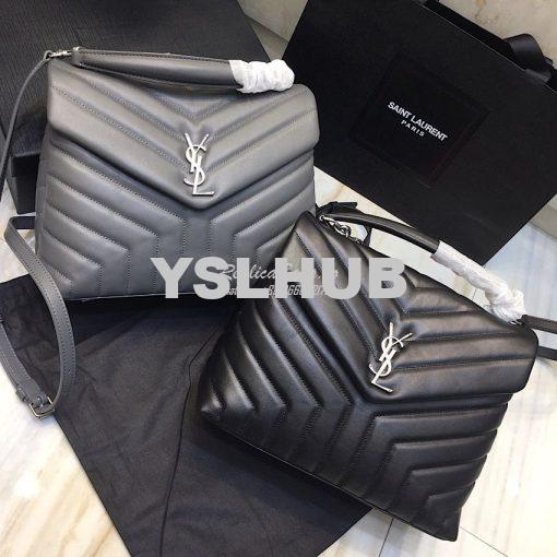 Replica Saint Laurent YSL LouLou Leather Top Handle Bag Grey 2
