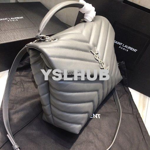 Replica Saint Laurent YSL LouLou Leather Top Handle Bag Grey 3