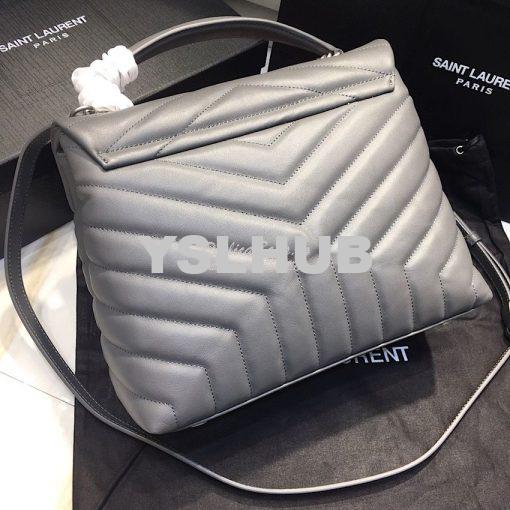Replica Saint Laurent YSL LouLou Leather Top Handle Bag Grey 9
