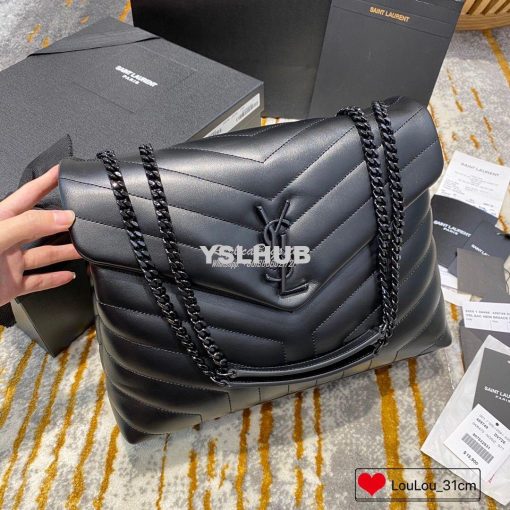 Replica YSL Saint Laurent Medium Loulou Bag In Black "Y" Matelassé Lea 2