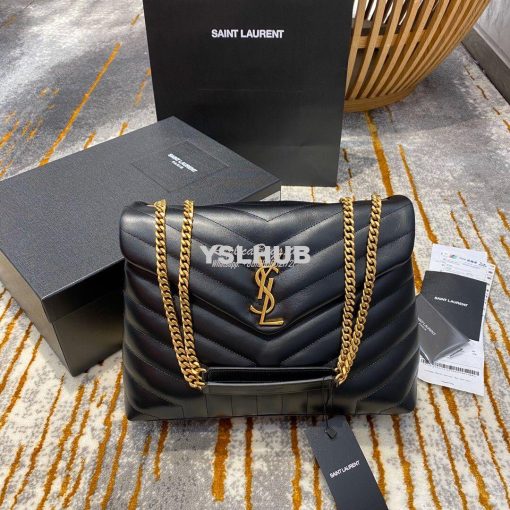 Replica YSL Saint Laurent Medium Loulou Bag In Black "Y" Matelassé Lea 2