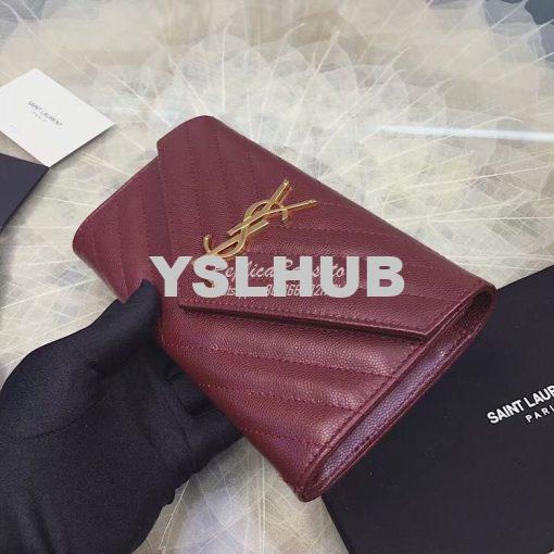 Replica YSL Saint Laurent Flap Wallet Textured Matelassé Leather 37226 3