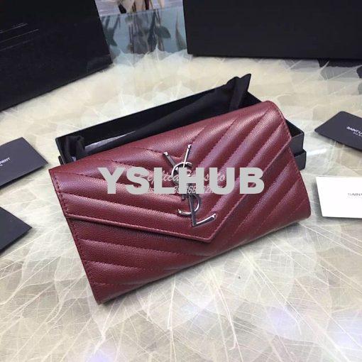 Replica YSL Saint Laurent Flap Wallet Textured Matelassé Leather 37226 6