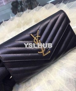 Replica YSL Saint Laurent Flap Wallet Textured Matelassé Leather 37226