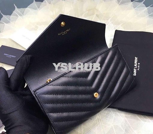 Replica YSL Saint Laurent Flap Wallet Textured Matelassé Leather 37226 5