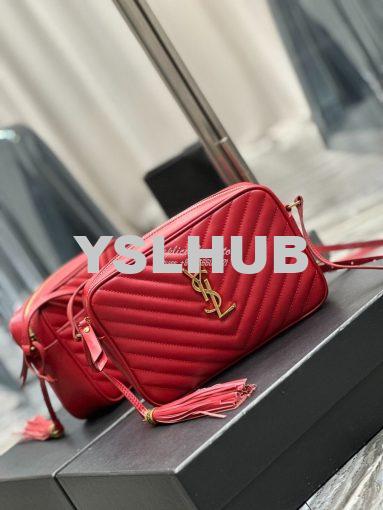 Replica YSL Saint Laurent LouLou Camera Bag in quilted red leather 520 2