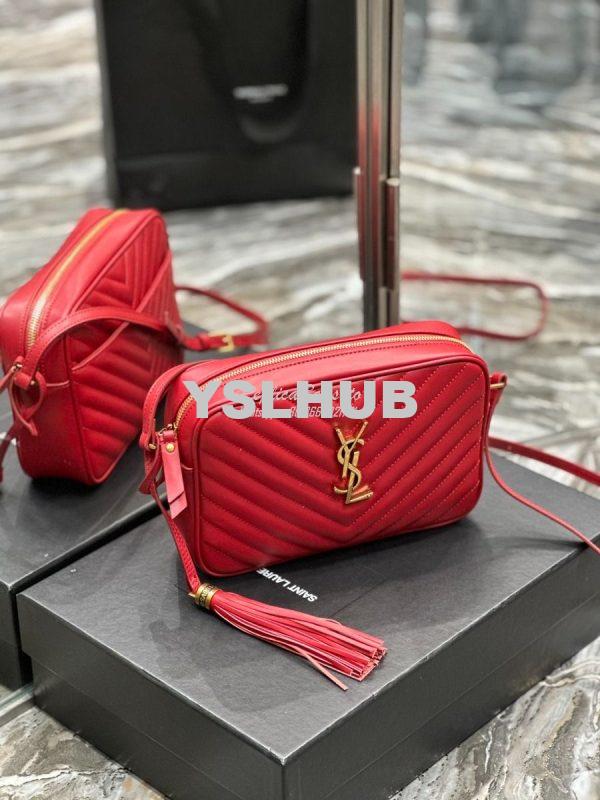 Replica YSL Saint Laurent LouLou Camera Bag in quilted red leather 520 3