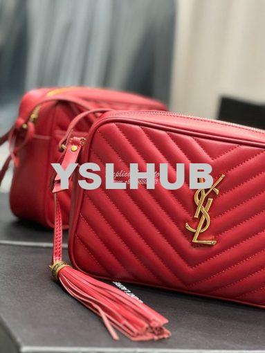 Replica YSL Saint Laurent LouLou Camera Bag in quilted red leather 520 5