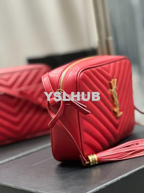 Replica YSL Saint Laurent LouLou Camera Bag in quilted red leather 520 6