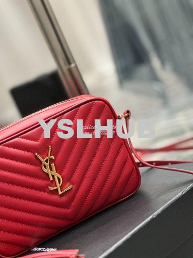 Replica YSL Saint Laurent LouLou Camera Bag in quilted red leather 520 7