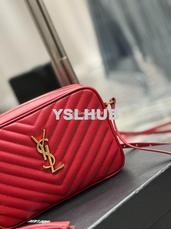Replica YSL Saint Laurent LouLou Camera Bag in quilted red leather 520 7