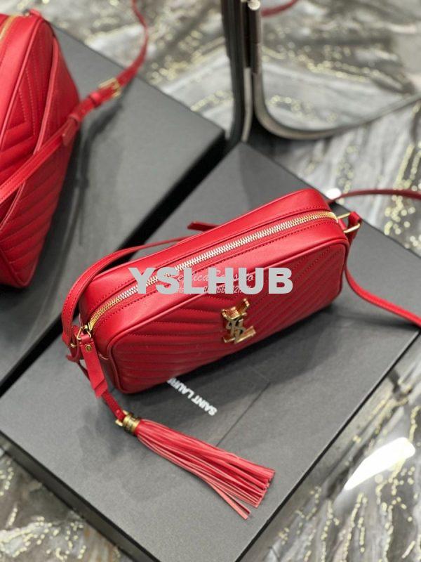 Replica YSL Saint Laurent LouLou Camera Bag in quilted red leather 520 8