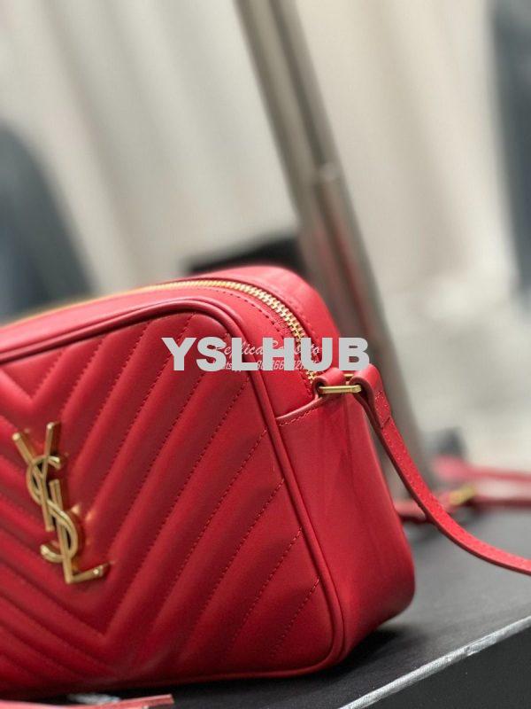 Replica YSL Saint Laurent LouLou Camera Bag in quilted red leather 520 9
