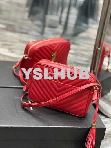 Replica YSL Saint Laurent LouLou Camera Bag in quilted red leather 520 11