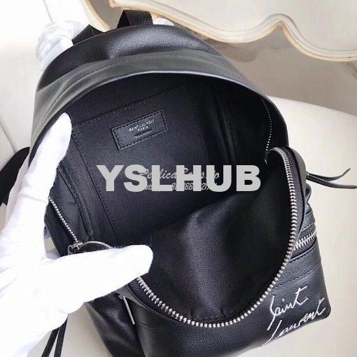 Replica YSL Saint Laurent mini toy city embroidered backpack in Black 7