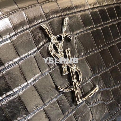 Replica YSL Saint Laurent Lou Camera Bag In Matte Black Crocodile-embo 4